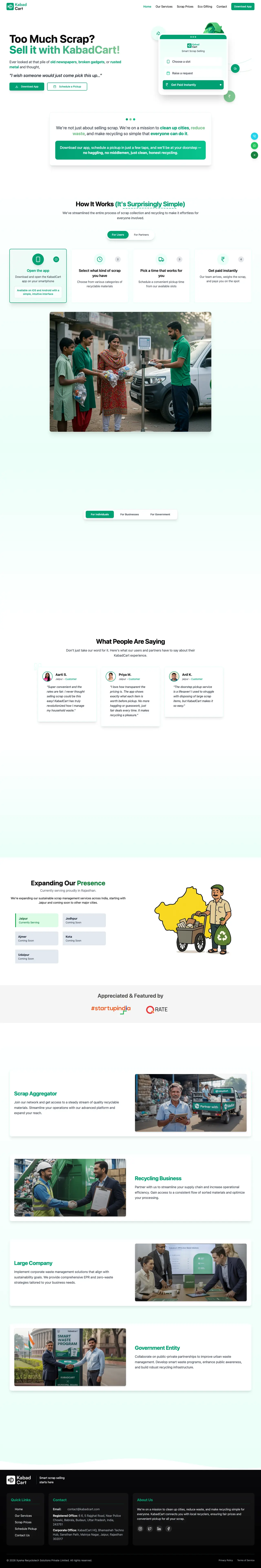 KabadCart website, slowly scrolling