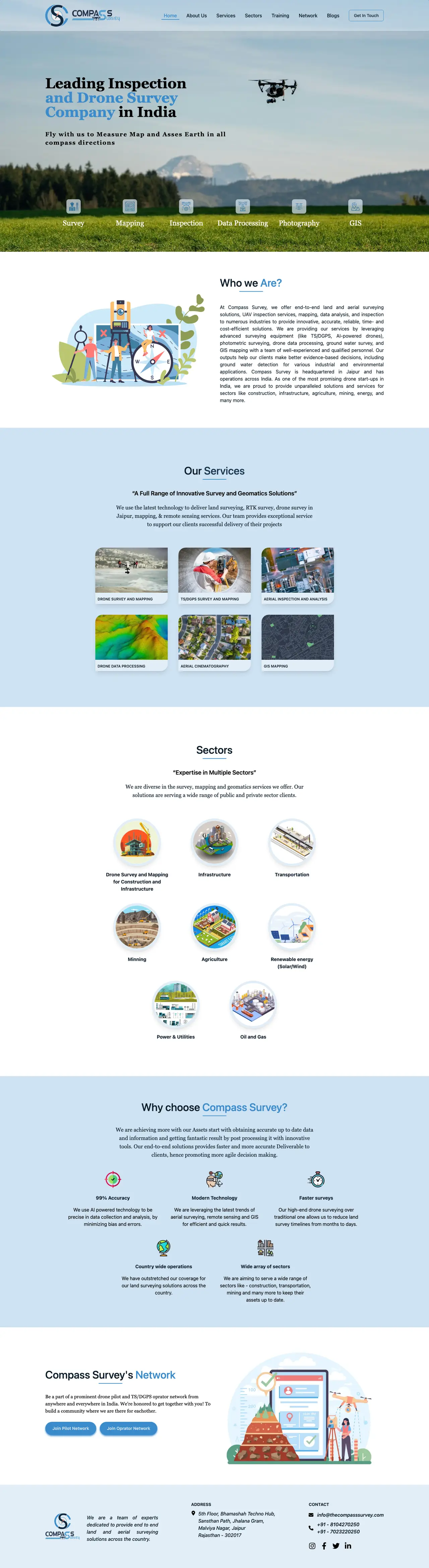 Compass Survey website, slowly scrolling