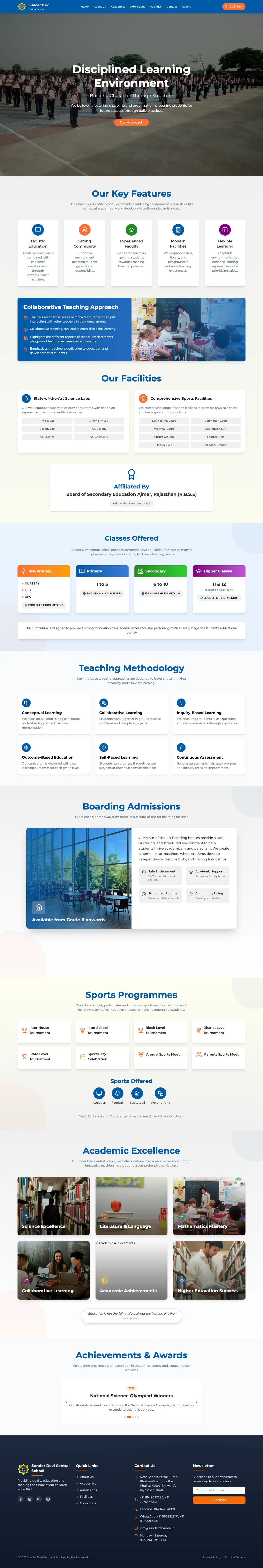 Sunder Devi Central School website, slowly scrolling