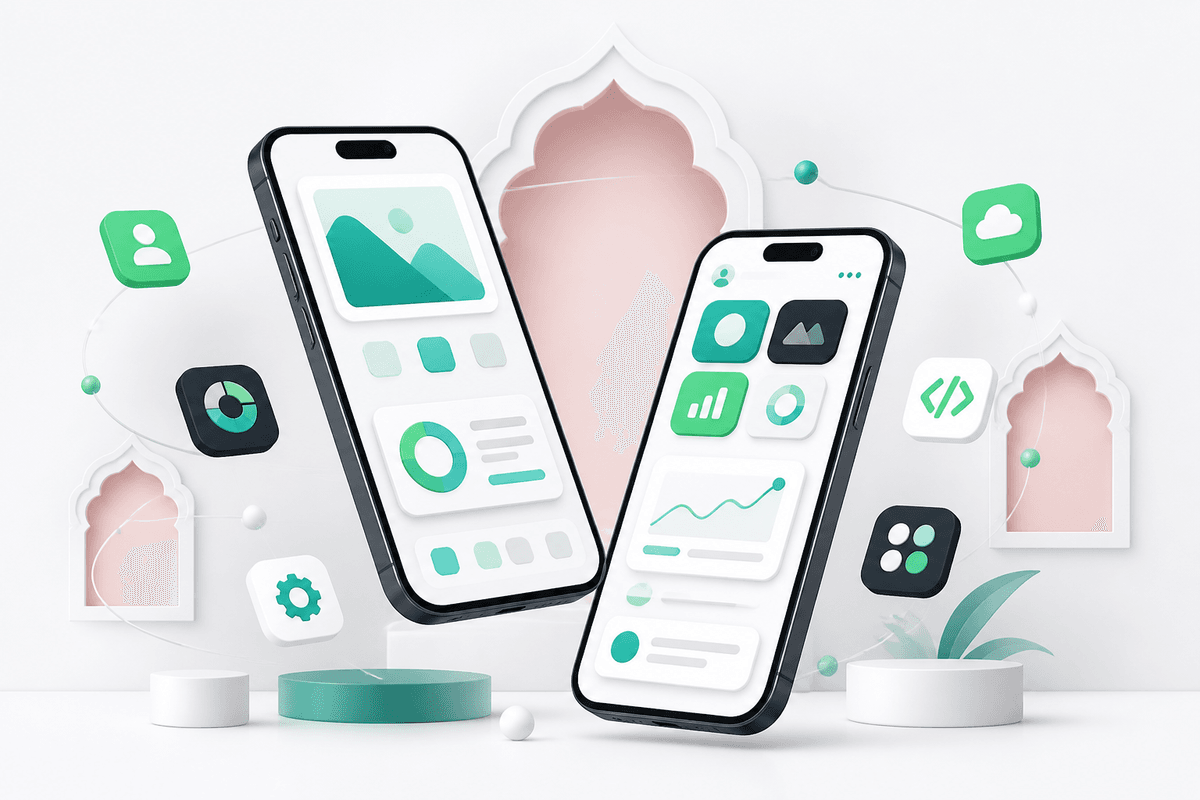 Two smartphones with app interfaces — mobile app development company in Jaipur, Aucio Infotech