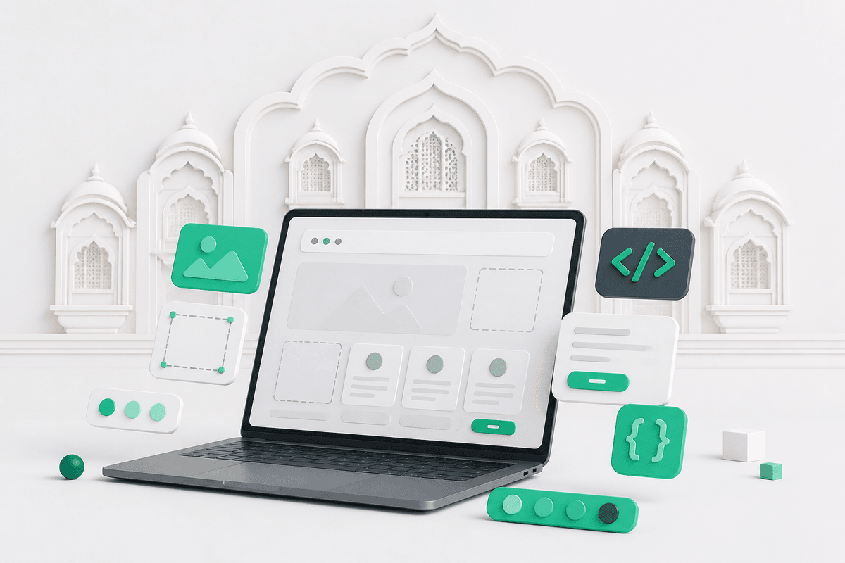 Website wireframe being assembled on a laptop — web development by Aucio Infotech, Jaipur