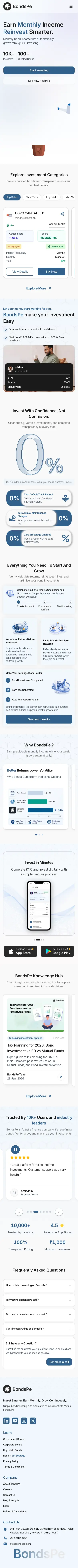 BondsPe on mobile, slowly scrolling