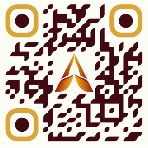 Branded QR code with the Aaradhita Anugrah mark at its centre
