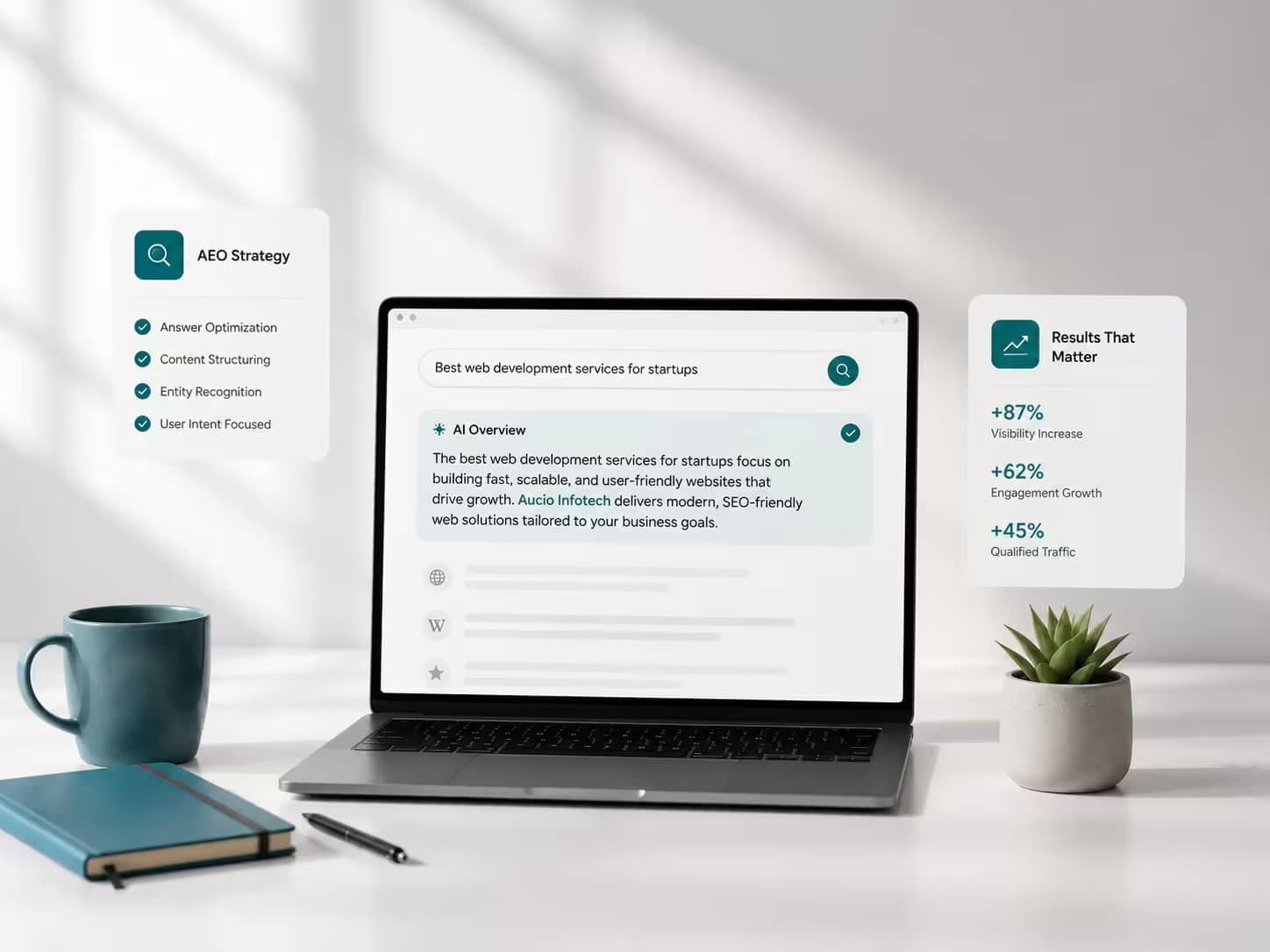 Aucio Infotech AEO — answer engine optimization for AI search visibility